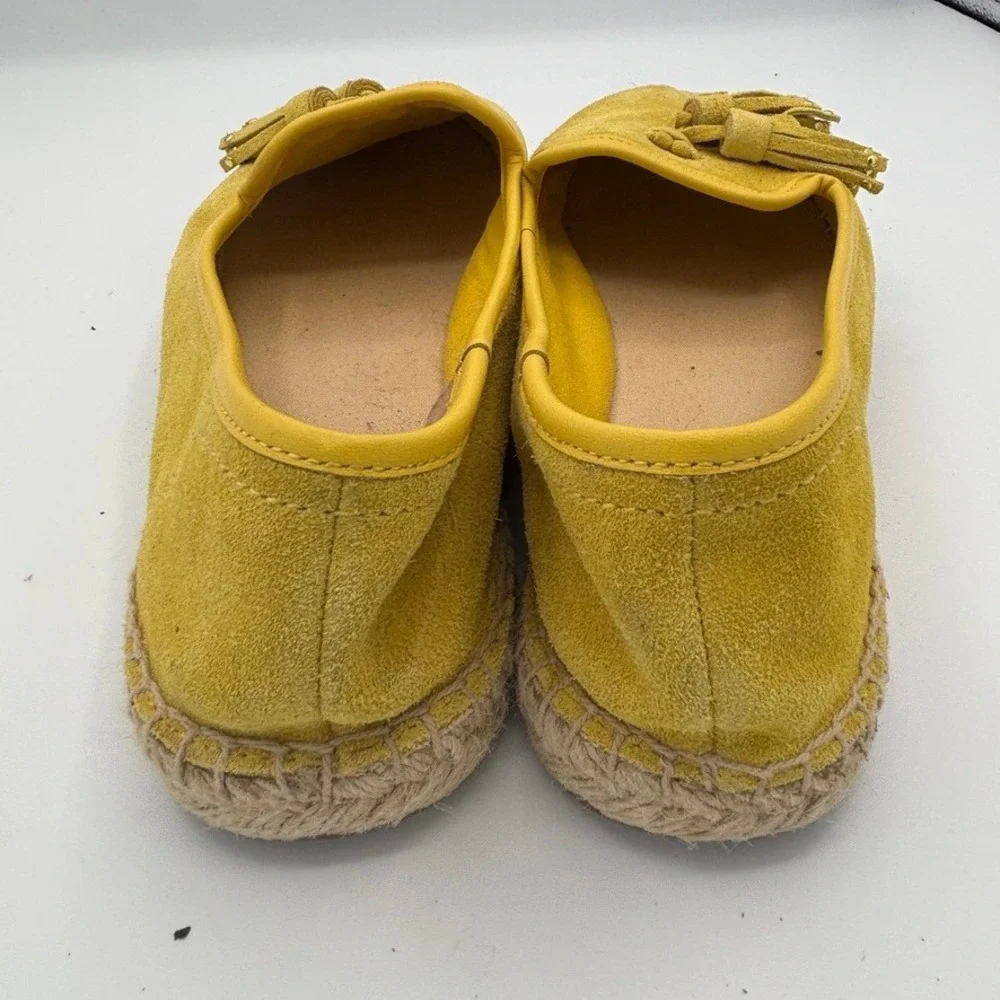 Talbots Espadrille Loafers Women Sz 6.5M Yellow Suede Tassel Slip On Flat